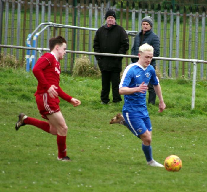 Will Haworth scored twice for Merlins Bridge who won at Marble Hall